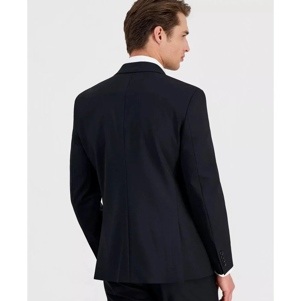 Bar III Mens Slim fit 2-pc Suit Jacket Blazer 38R Black Solid Pants 32W 32L
